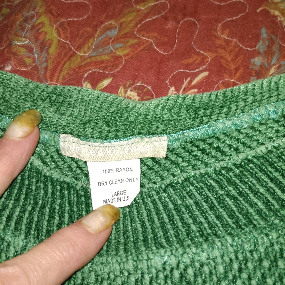 Jade Green Vintage Chenille Boat Sweater